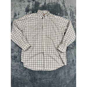 Turnbury Mens Plaid Button-Down Long-Sleeve Shirt L 100% Cotton Easy Care